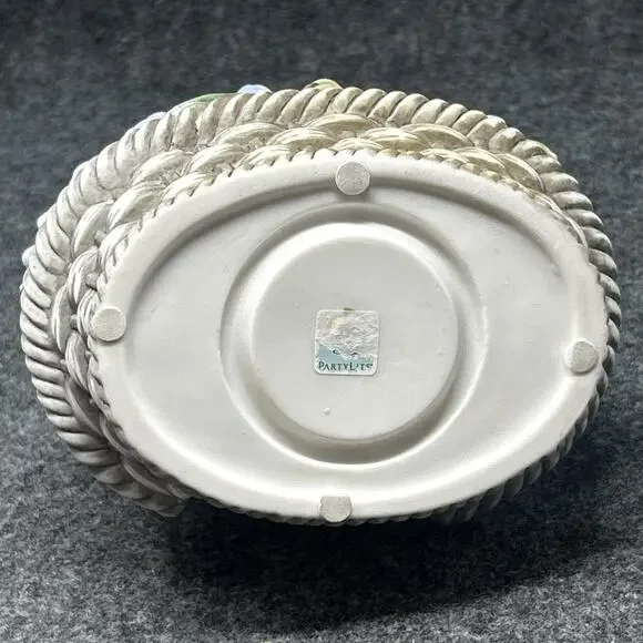 PartyLite Floral Spring Basket Tealight Candle Holder Ceramic Flowers RETIRED - Picture 10 of 10